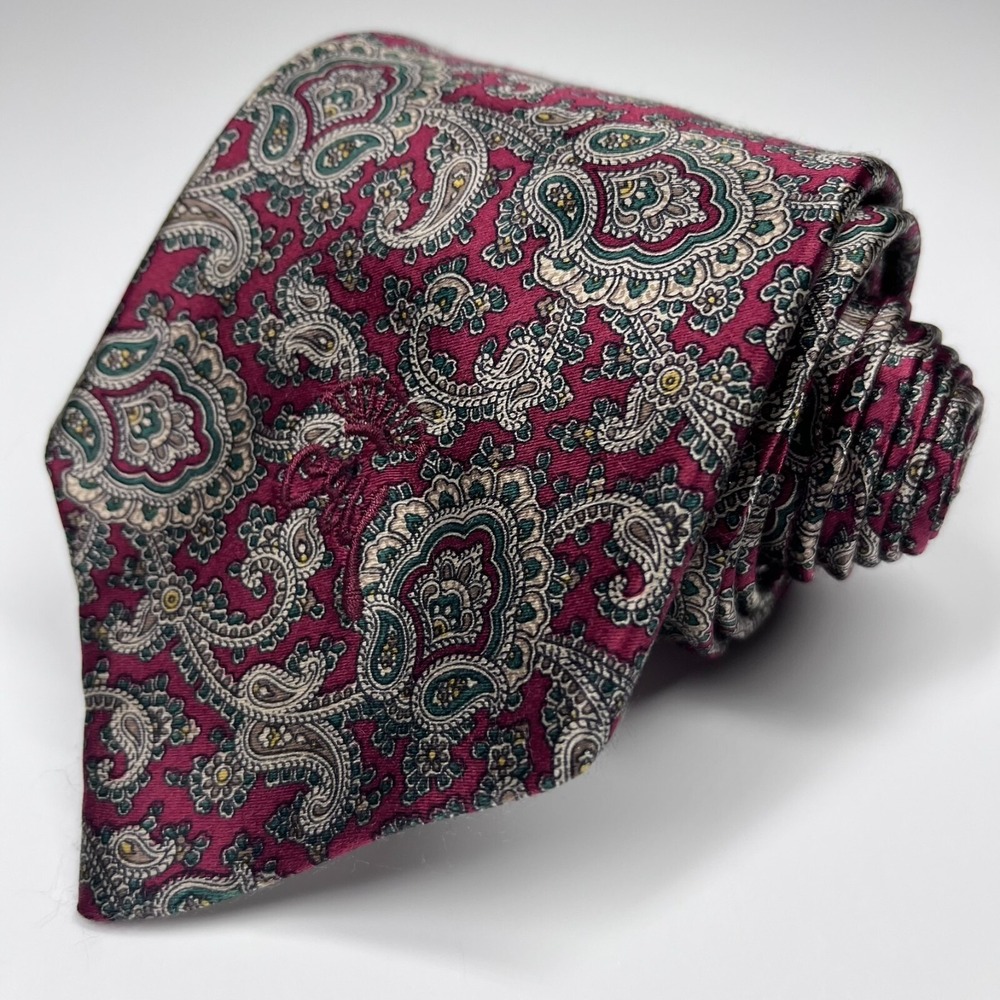 Reynolds Penland Sistine Satin Men's Necktie Paisley Burgundy Countess Mara